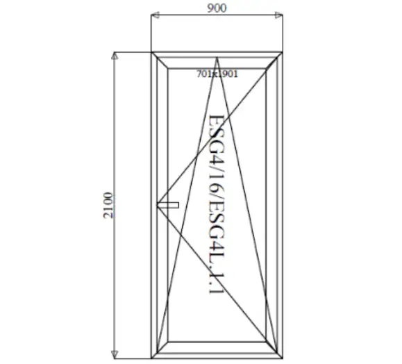 Portafinestra in PVC bianca 900 x 2100 mm, profilo Aluplast 4000 Round Line