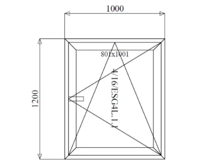 Finestra in PVC bianca 1000 x 1200 mm, profilo Aluplast 4000 Round Line