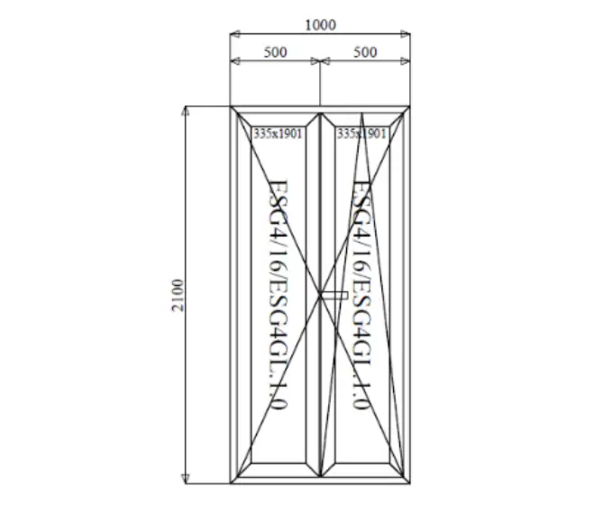 Portafinestra in PVC bianca 1000 x 2100 mm con nodo centrale mobile