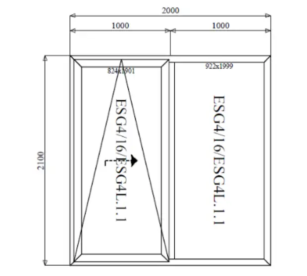Portafinestra scorrevole in PVC 2000 x 2100 mm