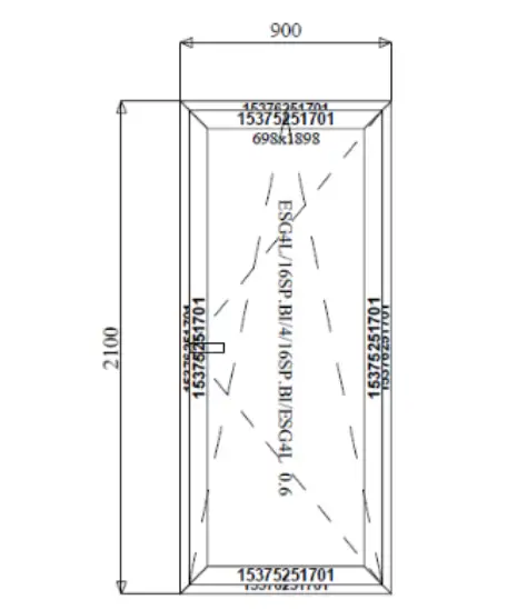 Portafinestra in PVC bianca 900 x 2100 mm, sistema Rehau Synego MD
