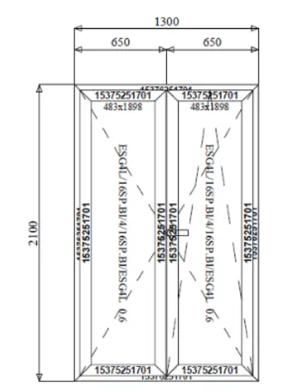 Portafinestra in PVC bianca 1300 x 2100 mm, sistema Rehau Synego MD